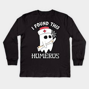 I Found This Humerus Ghost Boo Gift Kids Long Sleeve T-Shirt